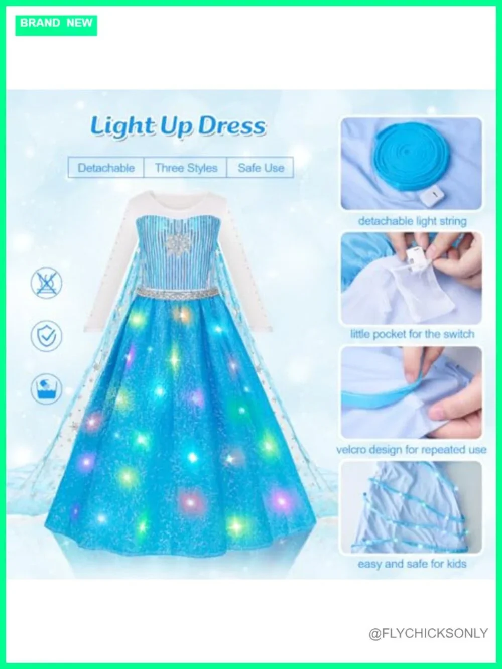 Light Up Princess Dress Costume for Girls Ages 3-10 Dress Up Toy Set